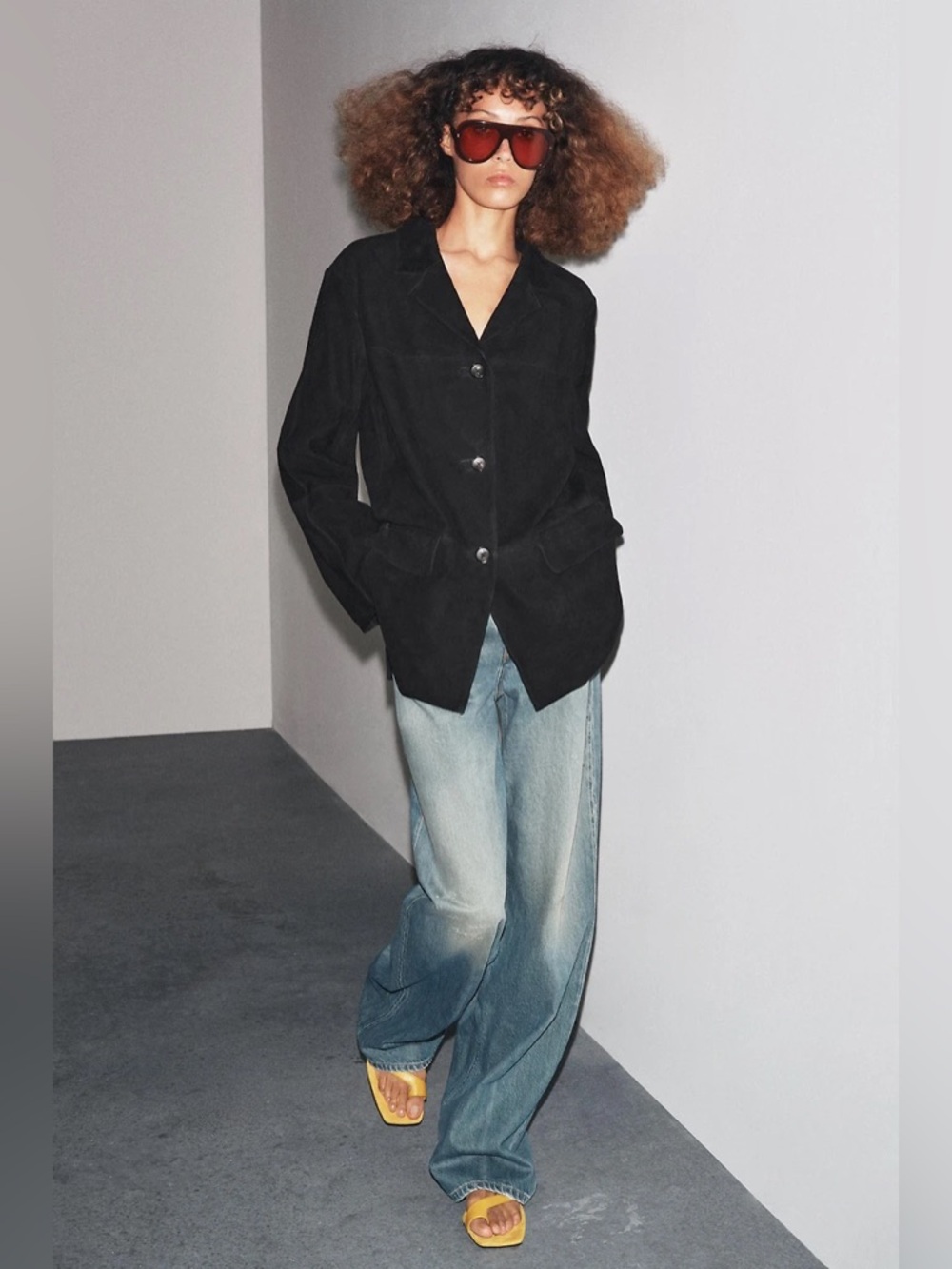 Zara Large Oversized 100% Suede Jacket Blazer ZW Collection Limited Edition